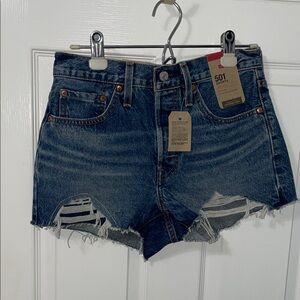 NWT Levi 501 Women's Distressed Blue Jean Shorts
